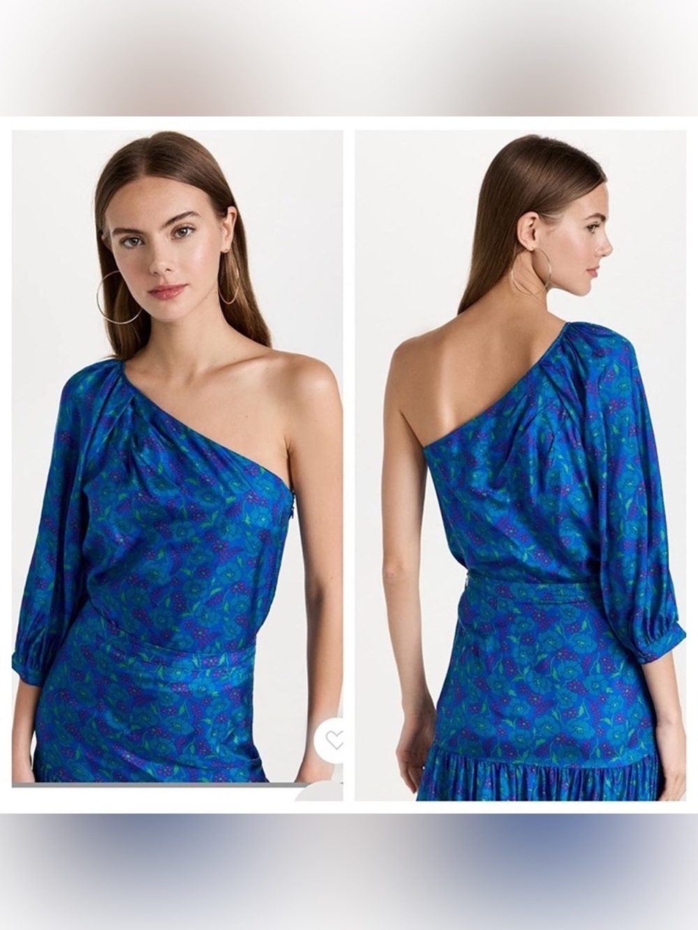 Veronica Beard Lyric Floral Silk One-Shoulder Blouse - Size 4